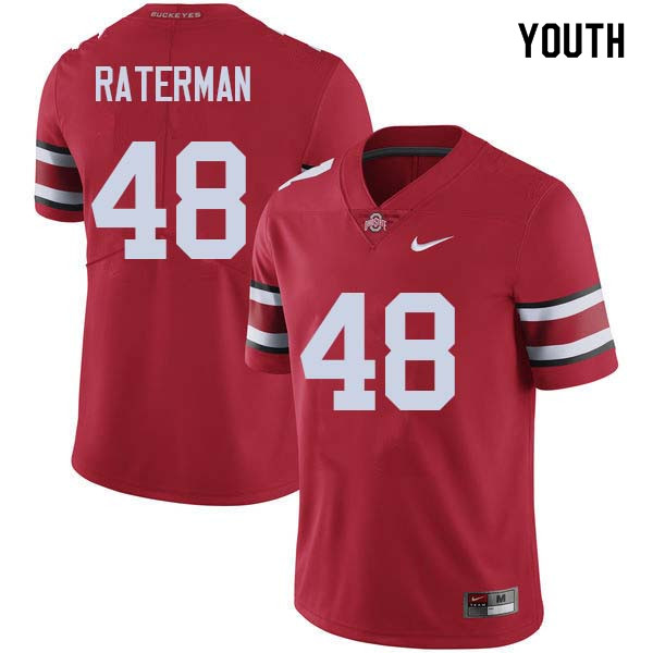 Ohio State Buckeyes Clay Raterman Youth #48 Red Authentic Stitched College Football Jersey